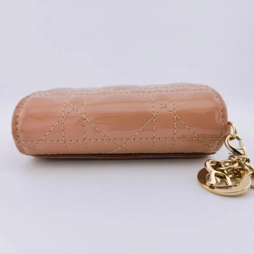❤️Authentic Christian Dior Patent Leather Lady Dior Fold Lotus Wallet ❤️